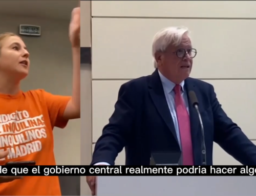 Irrumpimos en el acto de Joan Clos, Presidente de la Patronal Inmobiliaria Asval